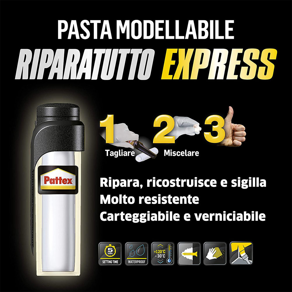 Adesivo in Pasta Modellabile Riparatutto Express Monodose PATTEX 6x5 g